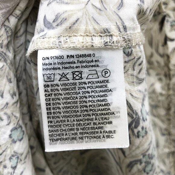 H&M Long Sleeve Maxi Shirt Dress Womens M Balloon Sleeve Floral Beige Shift - Picture 7 of 9